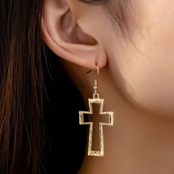 NEW Cross Pendant Earrings - Picture 1 of 4